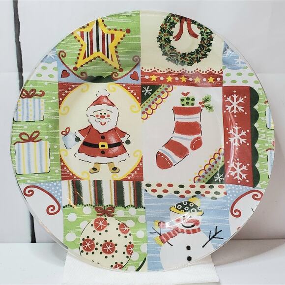 Christmas Holiday Theme Glass Serving Plate - Picture 1 of 9